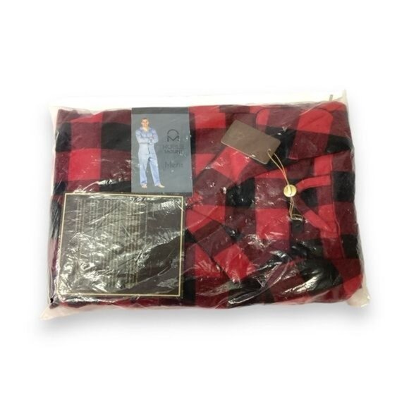 Noble Mount Men's 100% Cotton Flannel Pajama Set Red Black Buffalo Plaid Cozy - Picture 3 of 7